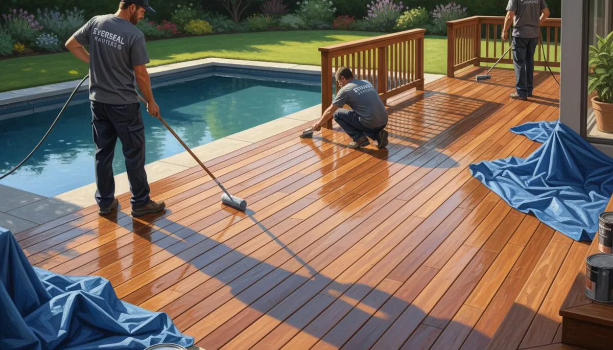 Professional deck sealing in Greenville, NC by Greenville Paint Pros for weather protection