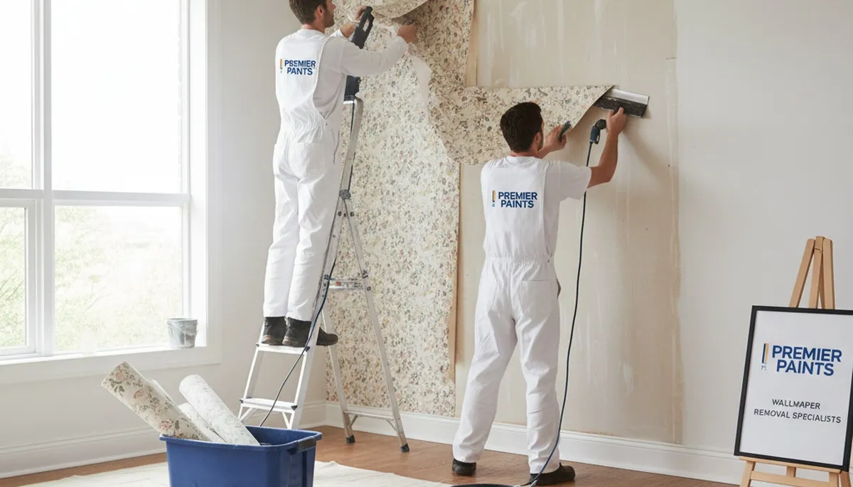 Wallpaper removal service in Greenville, NC by Greenville Paint Pros preparing walls for repainting